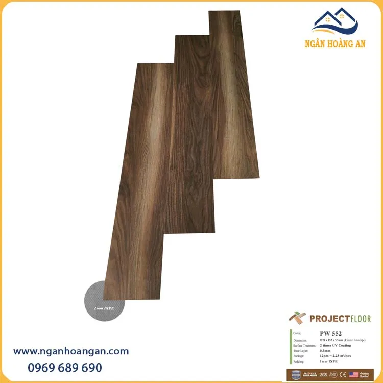 Sàn Nhựa Hèm Khóa Giả Vân Gỗ Project Floor PW552 5.5mm